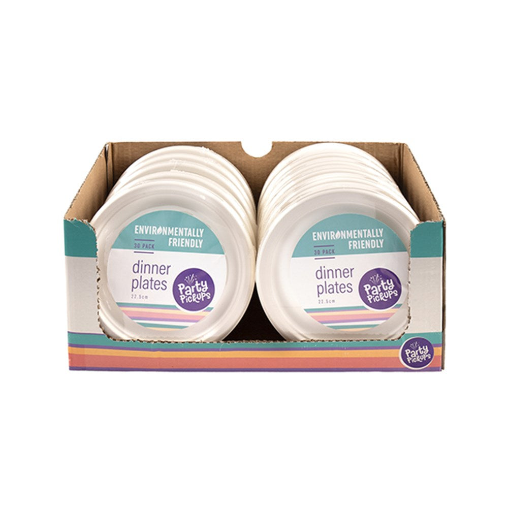 Eco Friendly Plate Dinner 22.5cm - White (30pk)