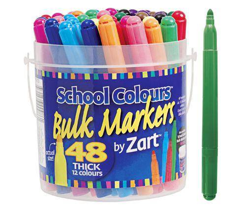 School Colours Thick Markers - Multicolour (48pcs)