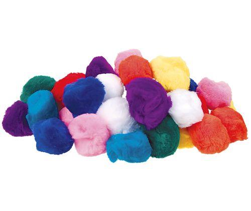 Basics Pom Poms Coloured 50mm (50 Pack)